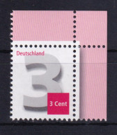 Bund 2964 3-Cent Eckrand Rechts Oben Ergänzungswert Postfrisch - Sonstige & Ohne Zuordnung