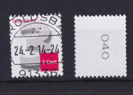 Bund 2964 3-Cent Ergänzungswert RM Gerade Dreistellige Nummer Gestempelt /3 - Rollo De Sellos
