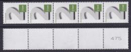 Bund 3042 2-Cent RM 5er Streifen Ungerade Nummer ** Grüner Strich - Roller Precancels