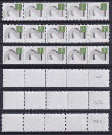 Bund 3042 2-Cent  5er Streifen 3 Verschieden Große Nummern Gerade Postfrisch - Rollenmarken