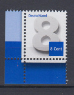 Bund 3188 Eckrand Links Unten Ergänzungswert 8 Cent Postfrisch - Roulettes