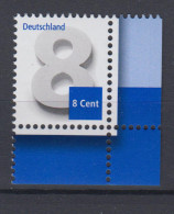 Bund 3188 Eckrand Rechts Unten 8 Cent Ergänzungswert Postfrisch - Roulettes