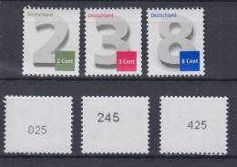 Bund 2964 3042 3188 RM Ungerade Nummer Ergänzungswerte 2,3,8 Cent Postfrisch - Roller Precancels