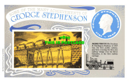 R569385 Some Of Many Achievements Of George Stephenson. More Firsts. Locomotion. - Mundo