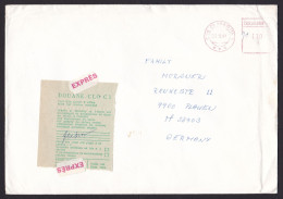 Czechoslovakia: Express Cover To Germany, 1991, Meter Cancel, C1 Label Customs Declaration (minor Damage) - Covers & Documents