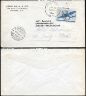 USA New York Airmail Cover Mailed To Switzerland 1946. 30c Rate - Marcophilie