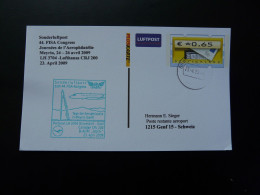 Entier Postal Stationery Special Flight Dusseldorf Geneve For FISA Congress Lufthansa 2009 - Brieven En Documenten