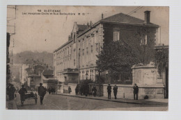 CPA - 42 - St-Etienne - Les Hospices Civils Et Rue Badouillère - Animée - Non Circulée (trace De Pli) - Saint Etienne