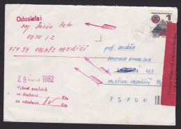 Czechoslovakia: Cover, 1982, 1 Stamp, Returned, Rare Postal Label Opened For Return Address, Dead Letter (traces Of Use) - Brieven En Documenten