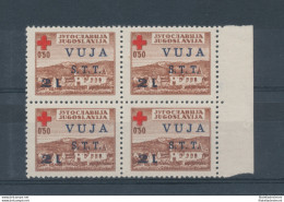 1948 TRIESTE B, N° 4 - Pro Croce Rossa , 1 Valore , Quartina ,  MNH** - Altri & Non Classificati