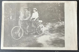 Carte Photo Ancienne Tandem Vélo Campagne1900 - Cycling