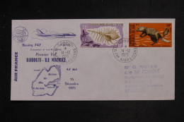 AFARS ET ISSAS - Enveloppe 1er Vol Djibouti /Paris En 1975  - L 153293 - Cartas & Documentos