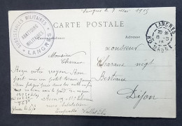 Cachet ABATTOIRS MILITAIRES LANGRES Sur CP En Franchise Militaire Langres Collège Diderot 8-5-15 Vers Dijon - 1. Weltkrieg 1914-1918