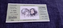 BIGLIETTO LOTTERIA ITALIA 1982 - Biglietti Della Lotteria