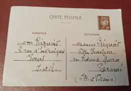 Carte Postale Entier Postal Pétain 80 Centimes Brun Sur Fond Blanc De 1941 - N° 512 CP2 - Riquoir - 1939-45