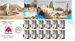 Azerbaijan Booklet 12 Stamps 1992 MNH. Caspian Sea Mosque Minaret - Azerbaïjan