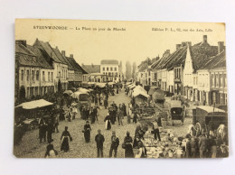STEENWOORDE (59) : La Place Un Jour De Marché - Edit. P.L. - 1907 - Belle Animation De Marché - Mercati