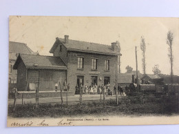 STEENWOORDE (59) : La Gare - Phototypie Breger - 1903 - Belle Animation - Gares - Avec Trains