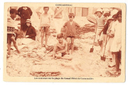 Cpa. 29 CONCARNEAU (ar. Quimper) Concours De Sable Sur La Plage Du Grand Hôtel De Cornouailles - Concarneau