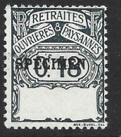 FRANCE N° ROP N°41 VIOLET TIMBRE SOCIAUX POSTAUX AVEC SURCHARGE SPECIMEN NEUF AVEC CHARNIERE - Specimen