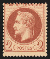 N°26B, Napoléon Lauré 2c Rouge-brun-clair, Type II, Neuf ** Sans Charnière - TB - 1863-1870 Napoleon III Gelauwerd
