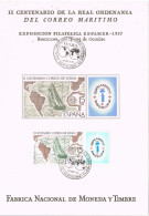 55281. Tarjeta Exposicion BARCELONA 1977, ESPAMER 77. Correo De Indias, Maritimo - Covers & Documents