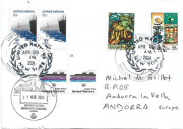 Letter 2024 From New-York (UN Headquarters) To Andorra (Principality) With Arrival Illustrated Andorran Postmark - Brieven En Documenten