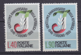 Italy 1966 Mi. 1211-12, 20 Jahre Republik Italien Complete Set MNG(*) - 1961-70: Neufs