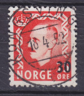 Norway 1951 Mi. 375, 30 Øre Auf 25 Øre König Haakon VII. Deluxe KONGSVINGER 1952 Cancel !! - Usati
