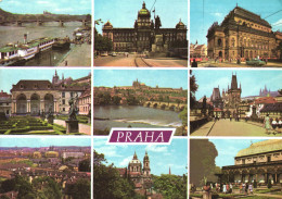PRAGUE, MULTIPLE VIEWS, ARCHITECTURE, SHIP, BRIDGE, GARDEN, SCULPTURE, TOWER, CARS, TRAM, PARK, CZECH REPUBLIC, POSTCARD - Czech Republic