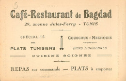 TUNISIE TUNIS CAFE RESTAURANT DE BAGDAD 29 AVENUE JULES FERRY - Tunisie