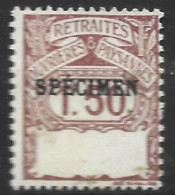 FRANCE N° ROP N° 48 1F50 MARRON  TIMBRE SOCIAUX POSTAUX AVEC SURCHARGE SPECIMEN NEUF AVEC CHARNIERE - Specimen