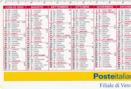 Calendarietto - Poste Italiane - Filiale Di Vercelli - Anno 2003 - Formato Piccolo : 2001-...