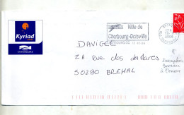 Lettre Flamme Cherbourg Ville Curiosite Centre Envers - Mechanical Postmarks (Advertisement)