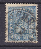 Norway 1868 Mi. 14 B, 4 Sk. Wappen KRISTIANIA Cancel (2 Scans) - Used Stamps