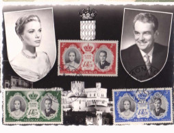 CARTE POSTALE Monaco Mariage Princier  Timbres    1956 - Autres & Non Classés