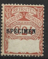 FRANCE N° ROP N° 43 0.24 VERMILLON CARMIN VIOLET TIMBRE SOCIAUX POSTAUX AVEC SURCHARGE SPECIMEN NEUF SANS CHARNIERE - Specimen