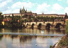 PRAGUE, CASTLE, PALACE, CHURCH, TOWERS, BRIDGE, BOAT, SWAN, ARCHITECTURE, CZECH REPUBLIC, POSTCARD - Czech Republic