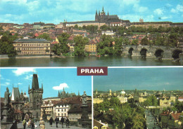 PRAGUE, MULTIPLE VIEWS, CASTLE, CHURCH, TOWERS, BRIDGE, STATUE, ARCHITECTURE, CZECH REPUBLIC, POSTCARD - Czech Republic