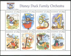 Maldives - 1995 - Disney: Duck Family Orchestra - Yv 1973/80 - Disney