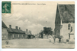 Loir Et Cher CPA Voyagé 1911 * PIERREFITTE Sur SAULDRE Place De L'Eglise (animée) Vidal éditeur - Sonstige & Ohne Zuordnung