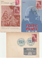 N° 753 Obl: Foire De Paris 29/5/46 + Musée Postal 4/6/46 + Carte 1er Jour Journée Du Timbre Rodez. - Lettres & Documents