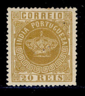 ! ! Portuguese India - 1877 Crown 20 R (Perf- 13 1/2) - Af. 50b - No Gum (ns012) - Portugiesisch-Indien