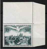 POSTE AERIENNE N°20 500F Vert Foncé NEUF** + CDF - 1927-1959 Postfris