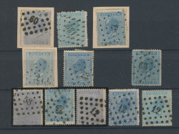 11 Ex Du 18. 20c Bleu Ø.   Pour Nuances Cote 33 Minimum - 1865-1866 Linksprofil