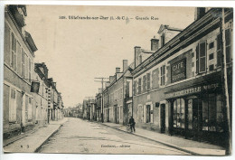 CPA Voyagé 1911 * VILLEFRANCHE Sur CHER Grande Rue ( Cycliste Devant Café Epicerie Combarelle ) A.G. Editeur - Autres & Non Classés