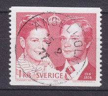 Sweden 1976 Mi. 952 A, 1 Kr. Königliche Hochzeit Carl XVI. Gustav & Silvia Sommerlath Deluxe ÄNGELHOLM 1977 Cancel - Gebruikt