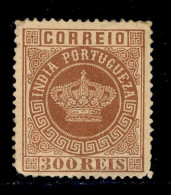 ! ! Portuguese India - 1877 Crown 300 R (Perf- 13 1/2) - Af. 56a - No Gum (ns013) - Portugiesisch-Indien