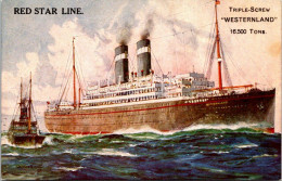 Triple-Screw Westernland, From Series Steamers 1 - Paintings, By Ch. Dixon, Red Star Line - Dampfer