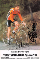 Vélo - Cyclisme - Coureur Cycliste Fabien De Wooght - Team Wolber - 1982 - Cycling